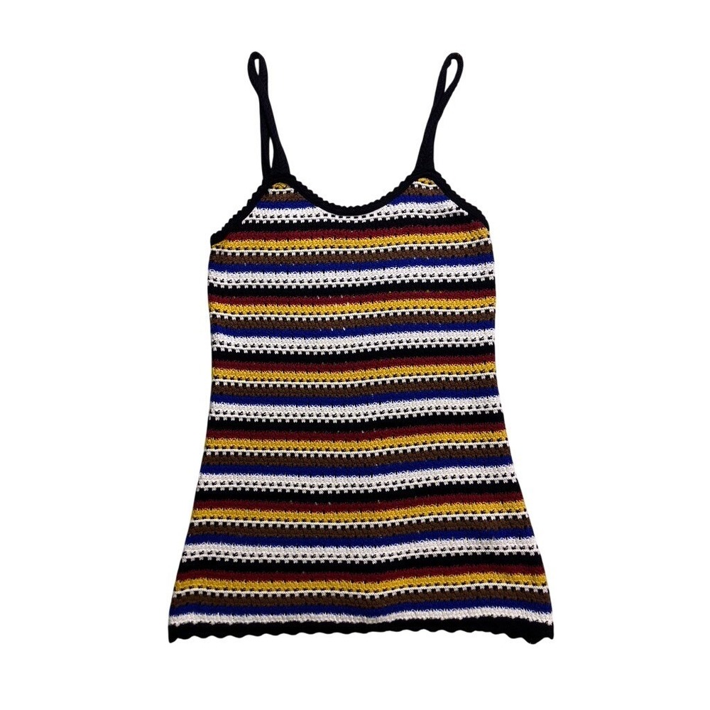 Zara Striped Crochet Mini Dress in Black, White, Yellow, Blue